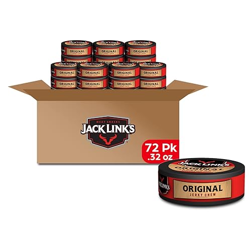JACK LINKS ORIGINAL BEEF JERKY CHEW, 100 BEEF PROTEIN SNACK, 0.32OZ TIN, PACK OF 72