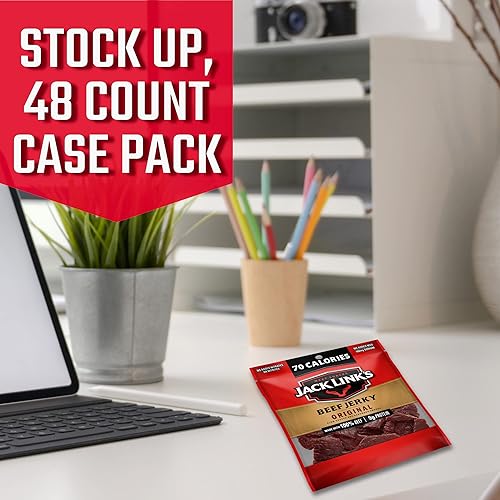 JACK LINKS ORIGINAL BEEF JERKY MULTIPACK 48 INDIVIDUAL 0.85 OZ PROTEIN SNACK PACKS