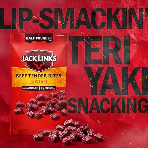 JACK LINKS TERIYAKI BEEF TENDER BITES, 0.5 LB BAG HIGH PROTEIN, LOW CALORIE MEAT SNACKS