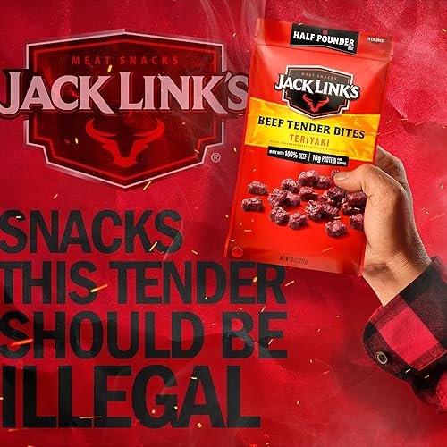 JACK LINKS TERIYAKI BEEF TENDER BITES, 0.5 LB BAG HIGH PROTEIN, LOW CALORIE MEAT SNACKS