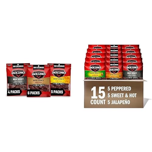 JACK LINKS BEEF JERKY VARIETY BUNDLE ORIGINAL, TERIYAKI, PEPPERED, JALAPEñO SWEET HOT, 2 PACKS