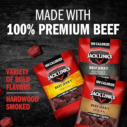 JACK LINKS BEEF JERKY VARIETY BUNDLE ORIGINAL, TERIYAKI, PEPPERED, JALAPEñO SWEET HOT, 2 PACKS