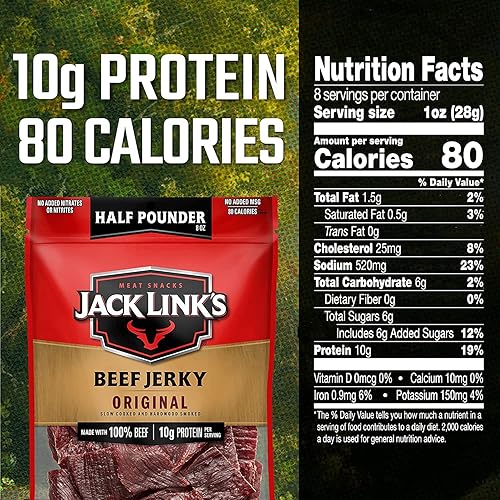 JACK LINKS BEEF JERKY SWEET HOT AND TERIYAKI FLAVOR, 100 BEEF MEAT SNACK, 2-PACK 1 2 LB