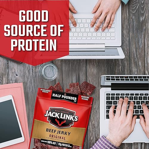 JACK LINKS BEEF JERKY SWEET HOT AND TERIYAKI FLAVOR, 100 BEEF MEAT SNACK, 2-PACK 1 2 LB
