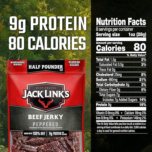 JACK LINKS PEPPERED BEEF JERKY 1 2 LB PREMIUM CUTS PEPPERED BEEF STEAK 2 OZ PACK OF 12