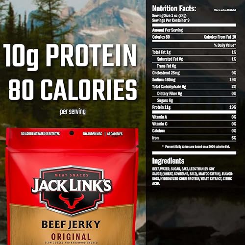 JACK LINKS ORIGINAL BEEF JERKY 9OZ 2 PACK 20 ORIGINAL BEEF STICKS 0.92OZ PROTEIN SNACK