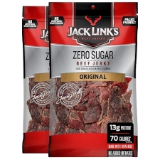 JACK LINKS ORIGINAL ZERO SUGAR BEEF JERKY 2-PACK 7.3 OZ - HIGH PROTEIN, 100 REAL BEEF SNACKS