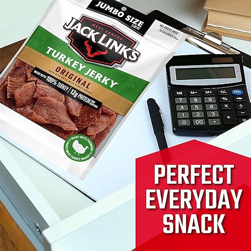 JACK LINKS ORIGINAL TURKEY JERKY 5.85 OZ HIGH PROTEIN, LOW CALORIE, NO MSG, 96 FAT FREE