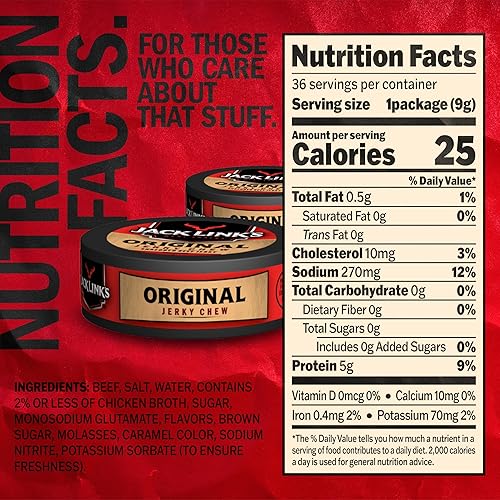 JACK LINKS ORIGINAL BEEF JERKY 36 PACK - 0.32 OZ TINS, 4G PROTEIN, 100 REAL BEEF SNACKS