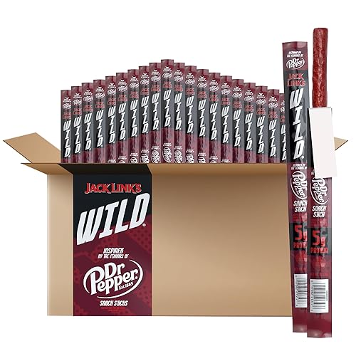 JACK LINKS WILD DR PEPPER PROTEIN SNACK STICKS, KETO FRIENDLY, 5G PROTEIN, 20-PACK, 1OZ EACH