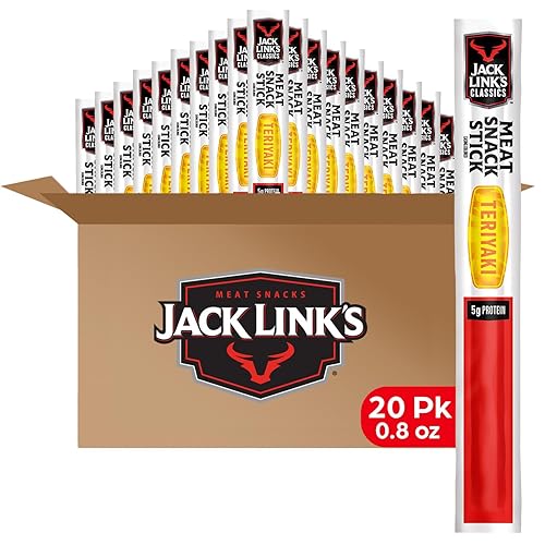 JACK LINKS TERIYAKI MEAT STICKS, 5G PROTEIN, BEEF PORK, KETO FRIENDLY, 20 PACK, 0.8 OZ