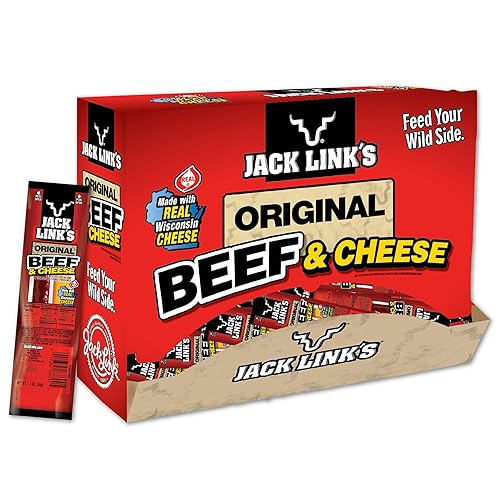 JACK LINK S ORIGINAL BEEF CHEESE COMBO PACK, 48 COUNT, 1.2 OZ, REAL WISCONSIN CHEESE, 7G PROTEIN