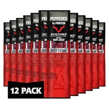 JACK LINKS PEPPERED BEEF STEAK PROTEIN SNACKS - 12 COUNT, 1 OZ EACH, KETO FRIENDLY, 100 BEEF