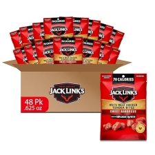 JACK LINKS SWEET BBQ CHICKEN TENDER BITES, 1OZ BULK PACK OF 48, HIGH PROTEIN SNACK