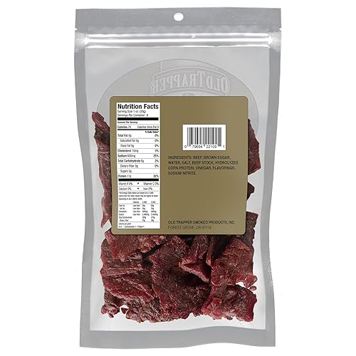 OLD TRAPPER BEEF JERKY 8OZ - HIGH PROTEIN, LOW FAT SNACK FOR LUNCH BETWEEN MEALS