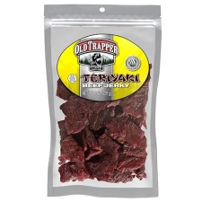 OLD TRAPPER TERIYAKI BEEF JERKY 8OZ - HIGH PROTEIN, LOW FAT SNACK FOR LUNCH BETWEEN MEALS