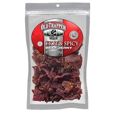 OLD TRAPPER HOT SPICY BEEF JERKY 8OZ TENDER, HIGH PROTEIN MEAT SNACK, 70 CALORIES