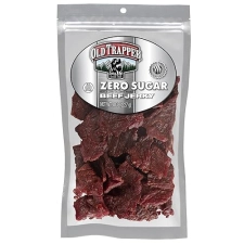 OLD TRAPPER ZERO SUGAR BEEF JERKY 8OZ NATURAL WOOD SMOKED KETO SNACK 14G PROTEIN 70 CAL