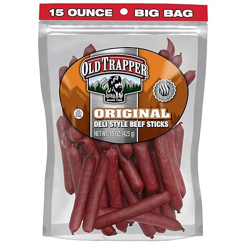 OLD TRAPPER ORIGINAL DELI-STYLE BEEF STICKS 15OZ HIGH PROTEIN, SUGAR-FREE SNACK PACK