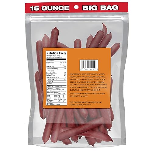 OLD TRAPPER ORIGINAL DELI-STYLE BEEF STICKS 15OZ HIGH PROTEIN, SUGAR-FREE SNACK PACK