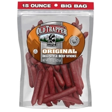 OLD TRAPPER ORIGINAL DELI-STYLE BEEF STICKS 15OZ HIGH PROTEIN, SUGAR-FREE SNACK PACK
