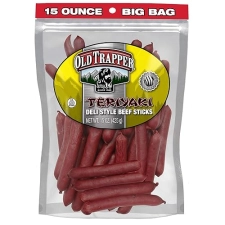 OLD TRAPPER TERIYAKI BEEF STICKS 15OZ HIGH PROTEIN, LOW SUGAR SNACK, ON-THE-GO PACK