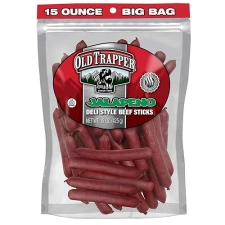 OLD TRAPPER JALAPEñO BEEF STICKS 15OZ SPICY, HIGH PROTEIN, SUGAR-FREE SNACK PACK