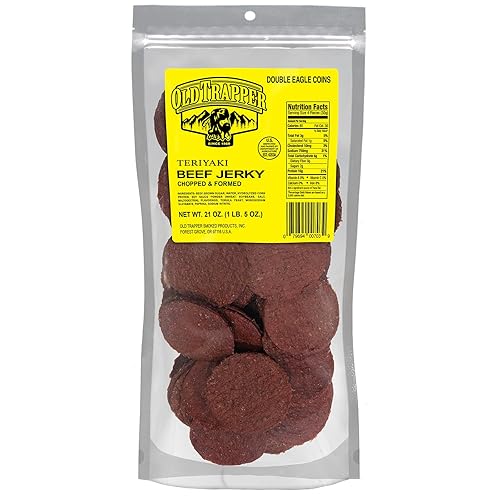 OLD TRAPPER DOUBLE EAGLE TERIYAKI BEEF JERKY 21OZ NATURAL WOOD SMOKED HIGH PROTEIN SNACK
