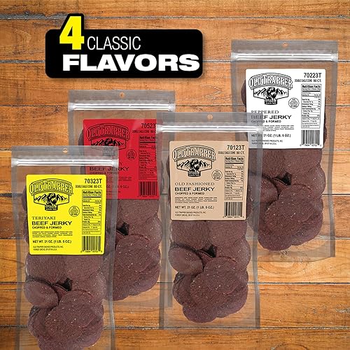 OLD TRAPPER DOUBLE EAGLE TERIYAKI BEEF JERKY 21OZ NATURAL WOOD SMOKED HIGH PROTEIN SNACK