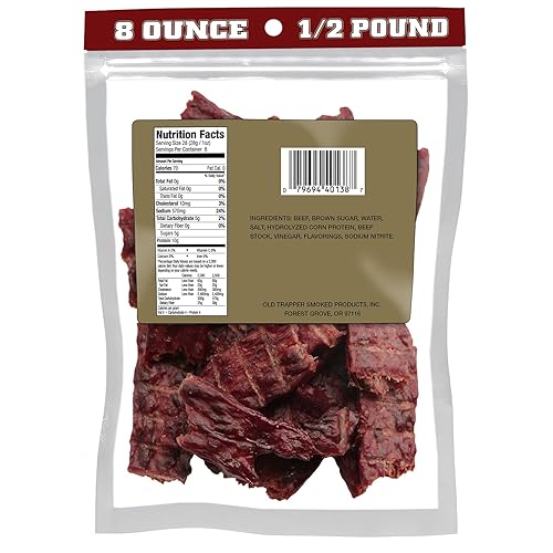 OLD TRAPPER TRAPPER S CHOICE KIPPERED STEAK 8OZ SAVORY PROTEIN-RICH SNACK, 70 CALORIES