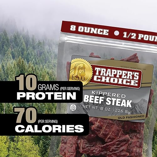 OLD TRAPPER TRAPPER S CHOICE KIPPERED STEAK 8OZ SAVORY PROTEIN-RICH SNACK, 70 CALORIES