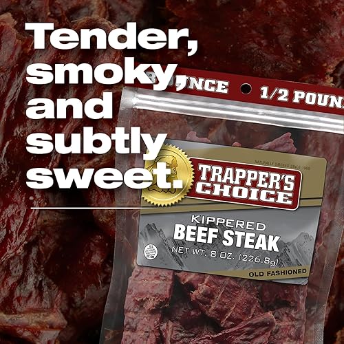 OLD TRAPPER TRAPPER S CHOICE KIPPERED STEAK 8OZ SAVORY PROTEIN-RICH SNACK, 70 CALORIES
