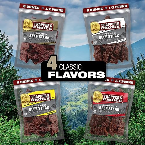OLD TRAPPER TRAPPER S CHOICE KIPPERED STEAK 8OZ SAVORY PROTEIN-RICH SNACK, 70 CALORIES