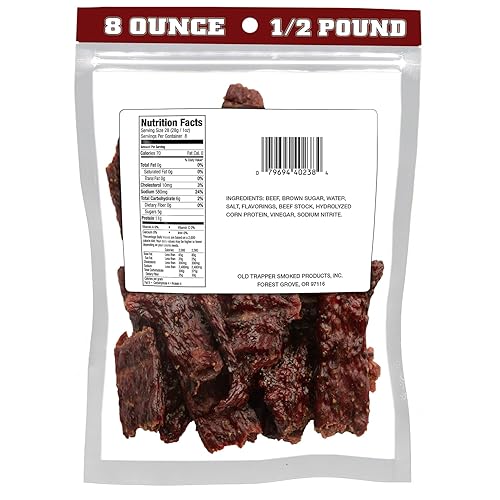 OLD TRAPPER PEPPERED KIPPERED STEAK 8OZ SPICY MEAT SNACK 11G PROTEIN 70 CALORIES PACK OF 1