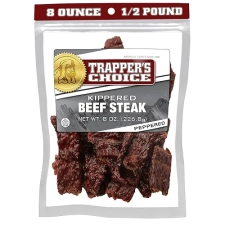 OLD TRAPPER PEPPERED KIPPERED STEAK 8OZ SPICY MEAT SNACK 11G PROTEIN 70 CALORIES PACK OF 1