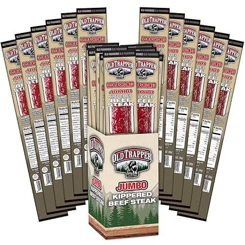 OLD TRAPPER KIPPERED STEAK SNACK PACK, 2OZ INDIVIDUALLY WRAPPED, 22G PROTEIN, 12-PACK