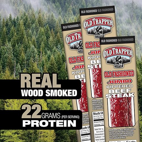 OLD TRAPPER KIPPERED STEAK SNACK PACK, 2OZ INDIVIDUALLY WRAPPED, 22G PROTEIN, 12-PACK
