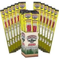 OLD TRAPPER TERIYAKI KIPPERED STEAK SNACK, 2OZ INDIVIDUALLY WRAPPED, 22G PROTEIN, PACK OF 12