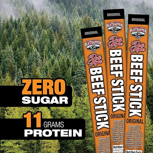 OLD TRAPPER ORIGINAL DELI-STYLE BEEF STICKS, 1.75OZ, HIGH PROTEIN, SUGAR-FREE, PACK OF 26