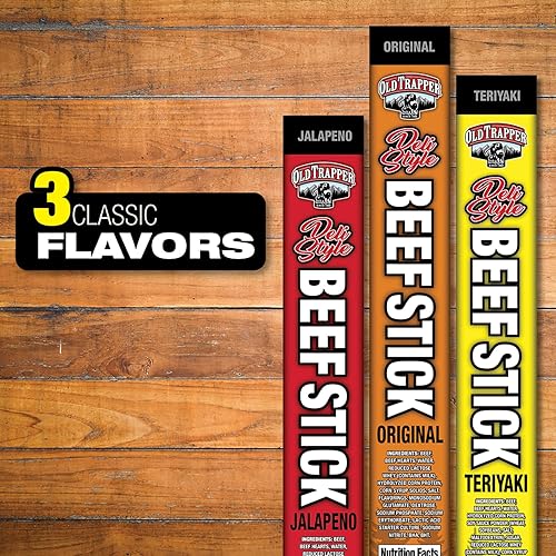 OLD TRAPPER ORIGINAL DELI-STYLE BEEF STICKS, 1.75OZ, HIGH PROTEIN, SUGAR-FREE, PACK OF 26