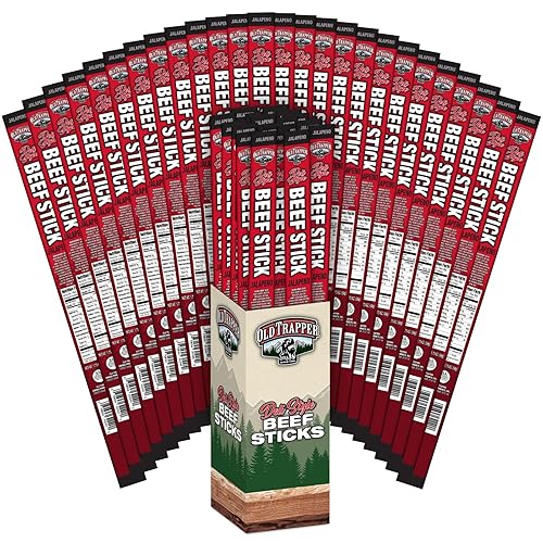 OLD TRAPPER JALAPEñO DELI-STYLE SAUSAGE STICKS, 1.75OZ, 26 PACK, HIGH PROTEIN, NO SUGAR