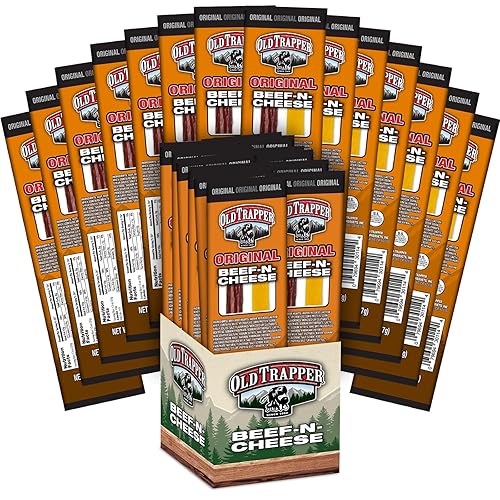 OLD TRAPPER BEEF-N-CHEESE ORIGINAL 1.3OZ SNACK STICKS WITH AMERICAN CHEESE, 14 PACK