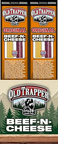 OLD TRAPPER BEEF-N-CHEESE ORIGINAL 1.3OZ SNACK STICKS WITH AMERICAN CHEESE, 14 PACK
