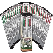OLD TRAPPER PEPPERONI STICKS 1.2OZ, NATURAL WOOD SMOKED MEAT SNACKS, 24-PACK, 11G PROTEIN