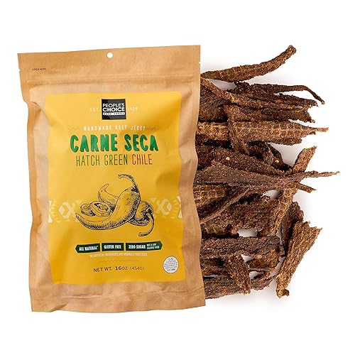 PEOPLE S CHOICE BEEF JERKY CARNE SECA HATCH GREEN CHILE 13G PROTEIN SUGAR FREE KETO 16OZ