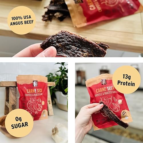 PEOPLE S CHOICE BEEF JERKY CHIPOTLE ROASTED GARLIC 13G PROTEIN SUGAR FREE KETO 1 LB BAG