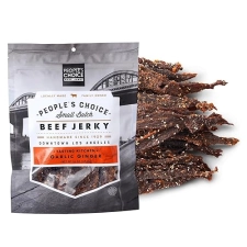PEOPLE S CHOICE GARLIC GINGER BEEF JERKY SWEET SAVORY FLAVOR, 10G PROTEIN, 1 LB BAG, USA MADE