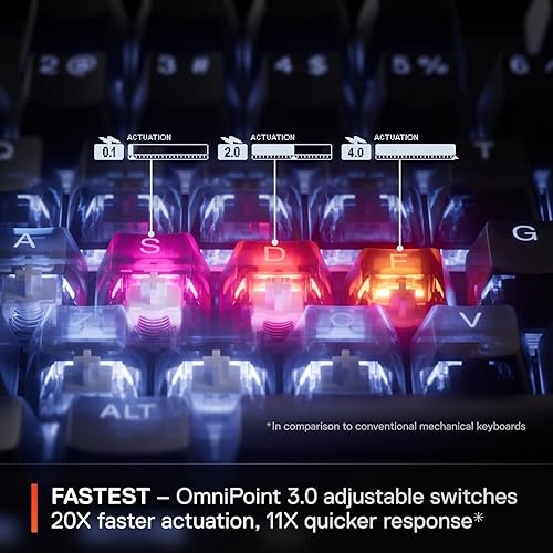 STEELSERIES APEX PRO GEN 3 MECHANICAL GAMING KEYBOARD WITH OMNIPOINT 3.0 SWITCHES RGB