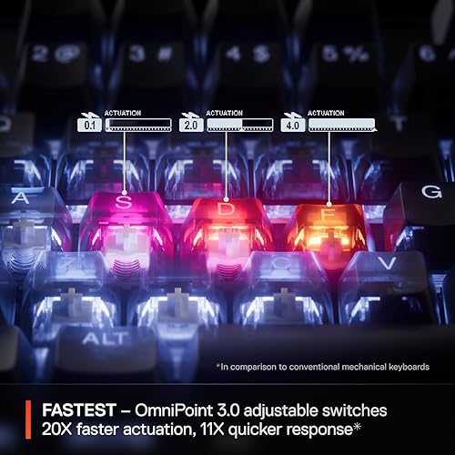 STEELSERIES APEX PRO MINI GEN 3 KEYBOARD WITH OMNIPOINT 3.0 SWITCHES, RGB, USB-C, PBT KEYS