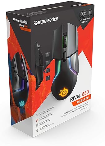 STEELSERIES RIVAL 650 QUANTUM WIRELESS GAMING MOUSE - 12,000 CPI, DUAL SENSOR, RGB LIGHTING